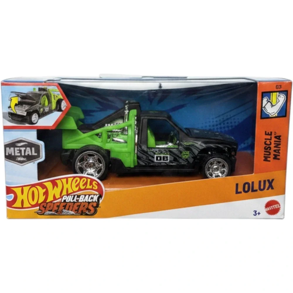 Hot Wheels Pull-Back Speeders Lolux Muscle Mania Black Green 1:43 Die-Cast Truck